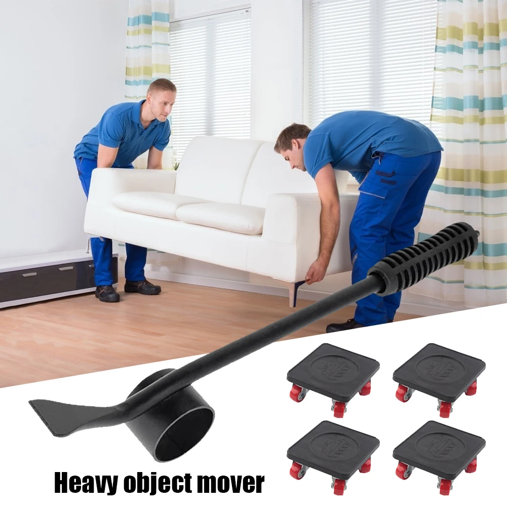 

5pcs Professional Furniture Transport Roller Lifter Labor-saving Heavy Stuffs Moving Wheel Bar Transport Mover Device