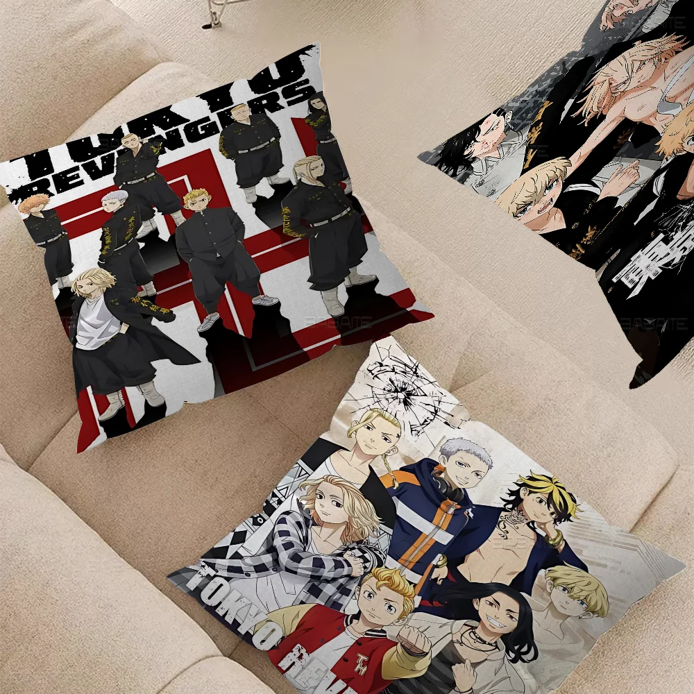 

Tokyo Revengers Pillow Covers Cartoon Sofa Decorative Home Double-sided Printing Short Plush Cute Cushion Cover