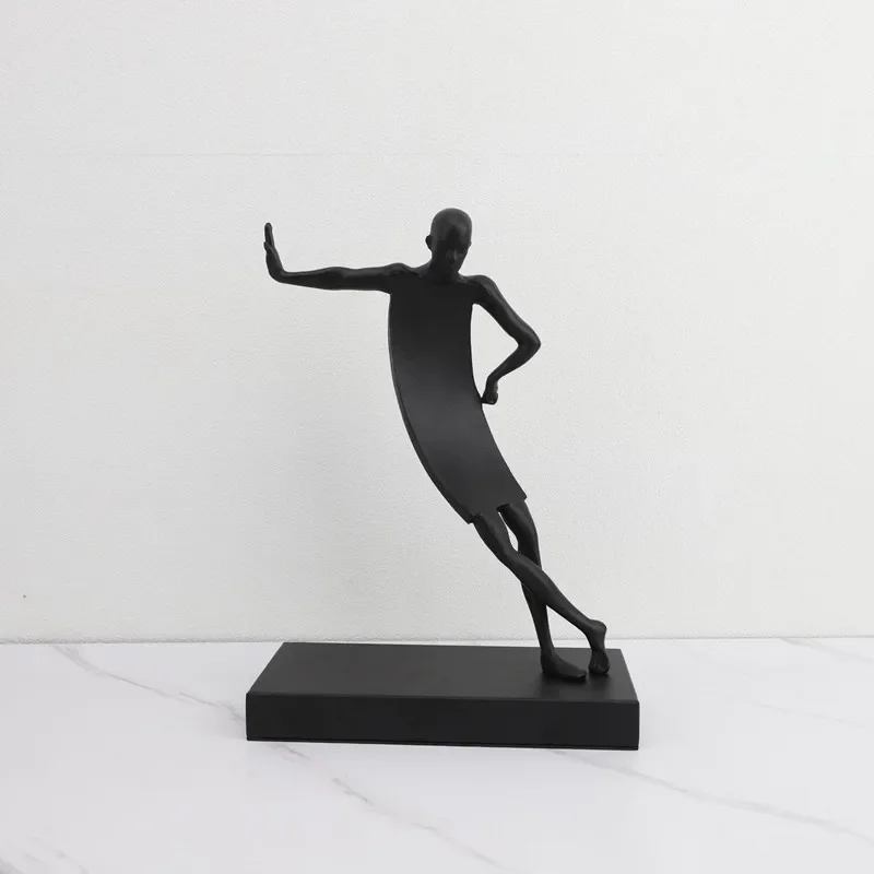Creative Metal Abstract Human Sculpture Black Person Bedroom Study Ornament Living Room Decoration Art Home Decor Accessories
