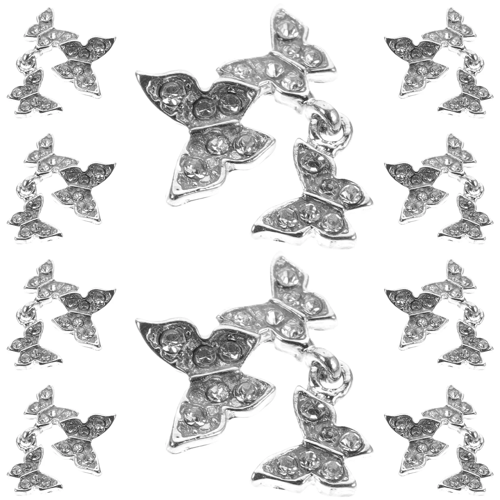 10Pcs Butterfly Nail Charms Rhinestones Embellishments DIY Craft Decorating Accessories Supplies Nail Charms Manicure Supplies