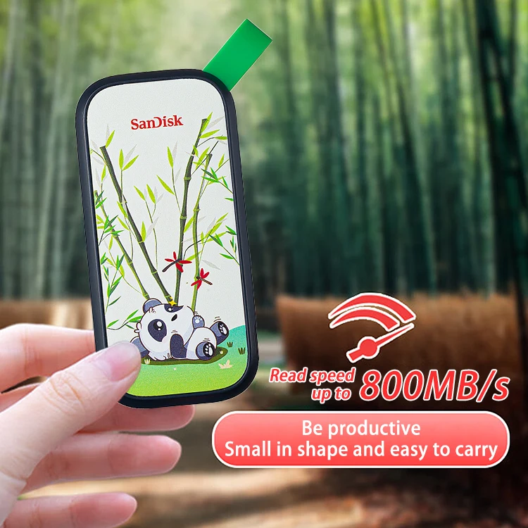 Unidad de estado sólido portátil SanDisk Panda USB 3,2 tipo C disco duro 2TB hasta 800 Mb/s disco duro SSD externo PSSD Original