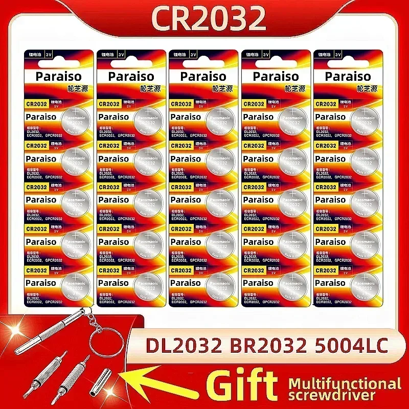 

Original CR2032 3V Lithium Battery 5-30pcs DL2032 BR2032 5004LC 2032 for watch, toys, car key, Calculator +screwdriver cr2032