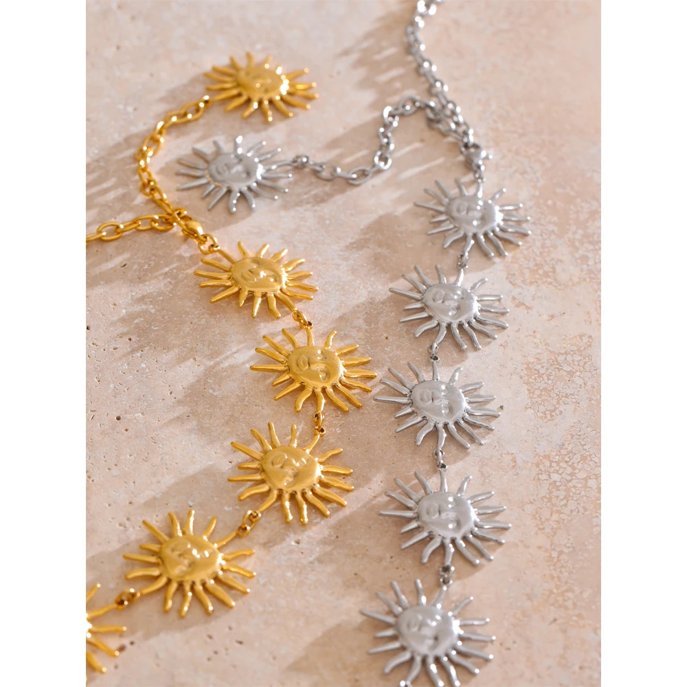 Yhpup Exclusive Stainless Steel Creative Sun Face Belly Waist Chain Sexy Jewelry 18K PVD Plated Summer Beach Fashion Accessory