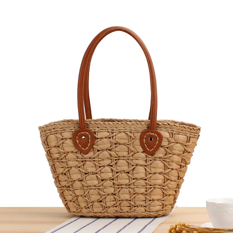 

Handheld Straw Woven Bag Tote Bags for Women Shoulder Bag Vegetable Basket Bag Shopping Bags Bolso Marca Lujo Сумка Женская Sac