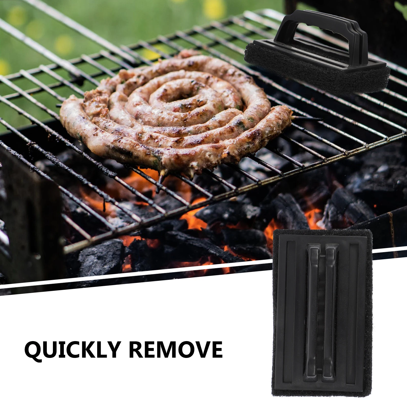 

3 Pcs BBQ Grill Cleaning Brush Set Portable Kitchen Tool for Outdoor Camping Sponge Scrubber Oven Dishes Accessories