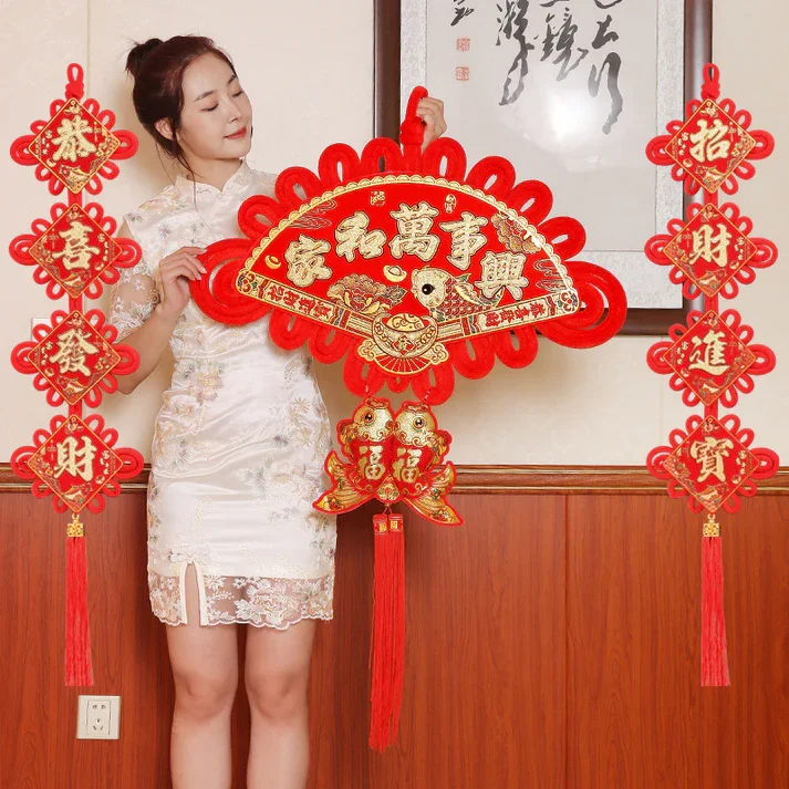 赤い中国の結び目のある春祭りのカップルペンダント,結婚式の装飾,新年の幸運な贈り物