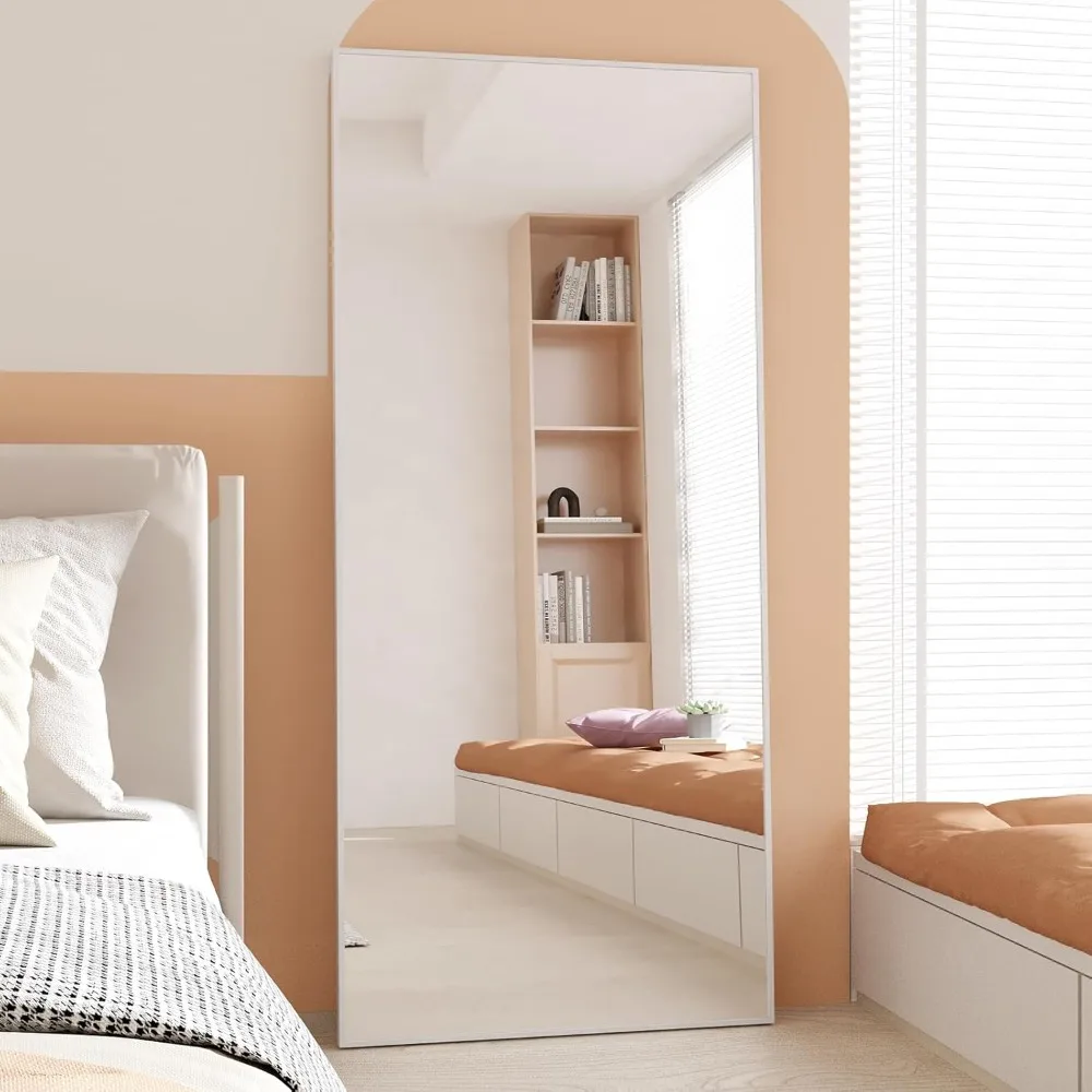 Full Length Mirror 65"x22", Full Body Tempered Mirror Rectangle with Stand, Large Wall Mounted Mirror for Bedroom