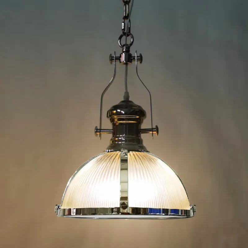 Japanese-style semi-round striped glass chandelier brass cafe restaurant bar counter light luxury bed and breakfast bedside