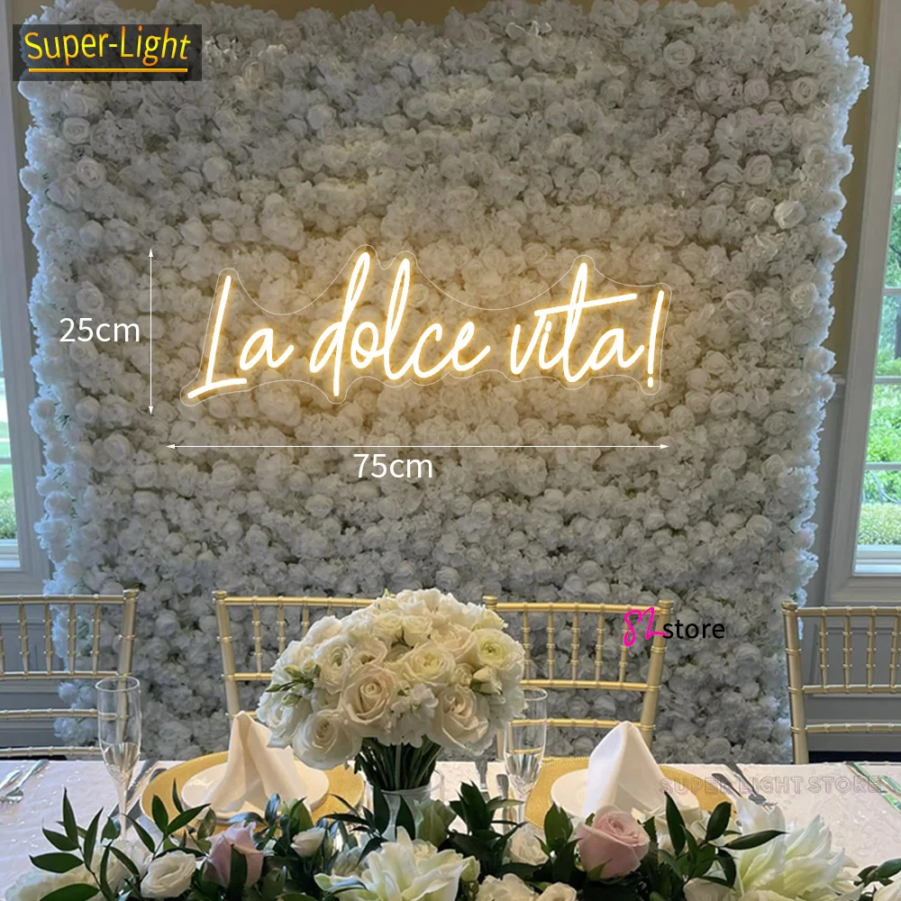 Big 75cm Custom Neon Light LED Neon Sign La dolce vita Sign for Wedding Birthday Room Home Decoration