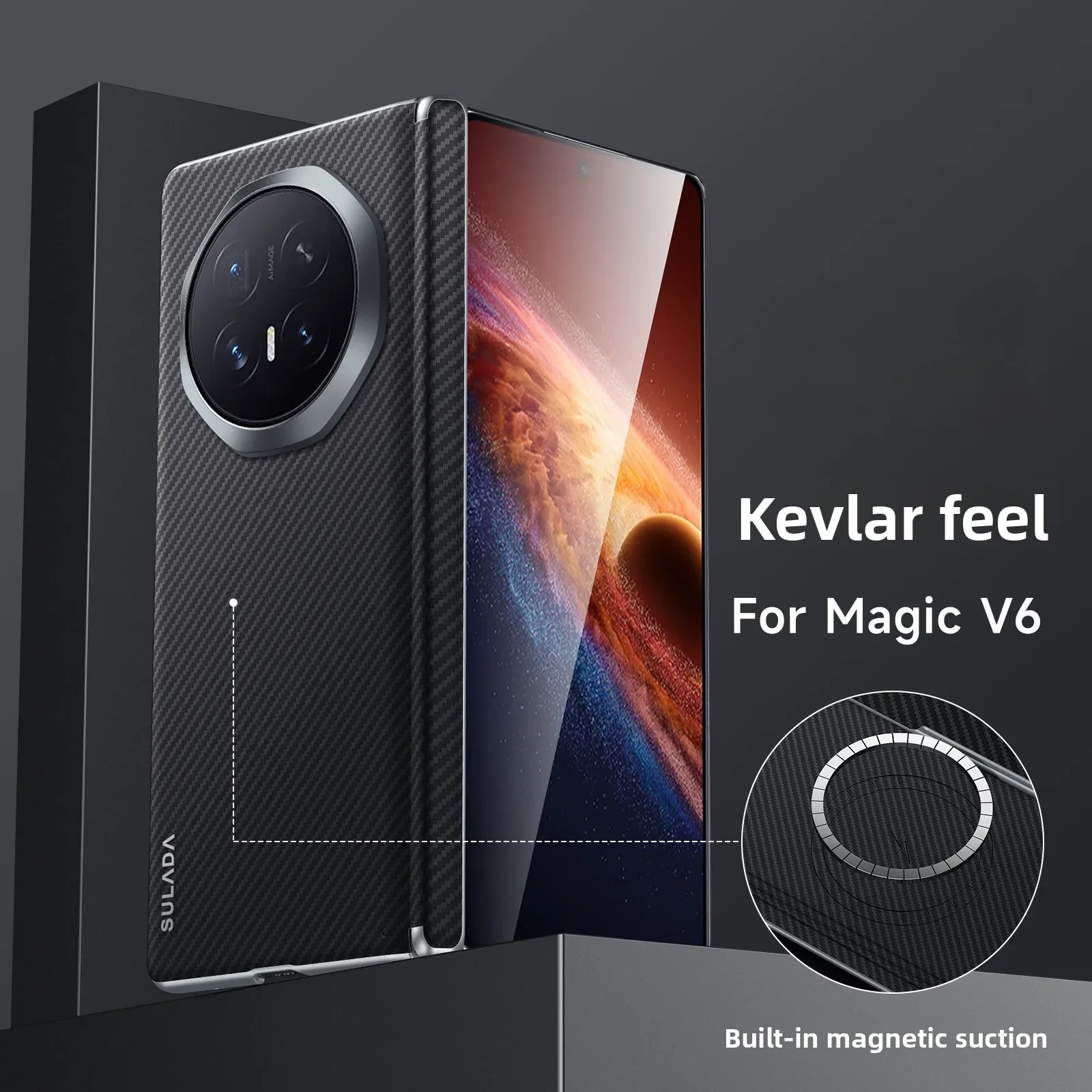 Чехол для Honor Magic V6 со встроенным магнитом, роскошный, с кевларовым покрытием, складной, для HONOR Magic V6, противоударный бампер-футляр