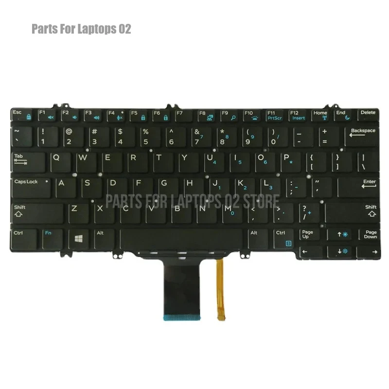Pp Replacement Notebook US Keyboard for Dell Latitude 5280 5289 7280 7290 7380 7389 7390 Laptop No Frame (Backlight)