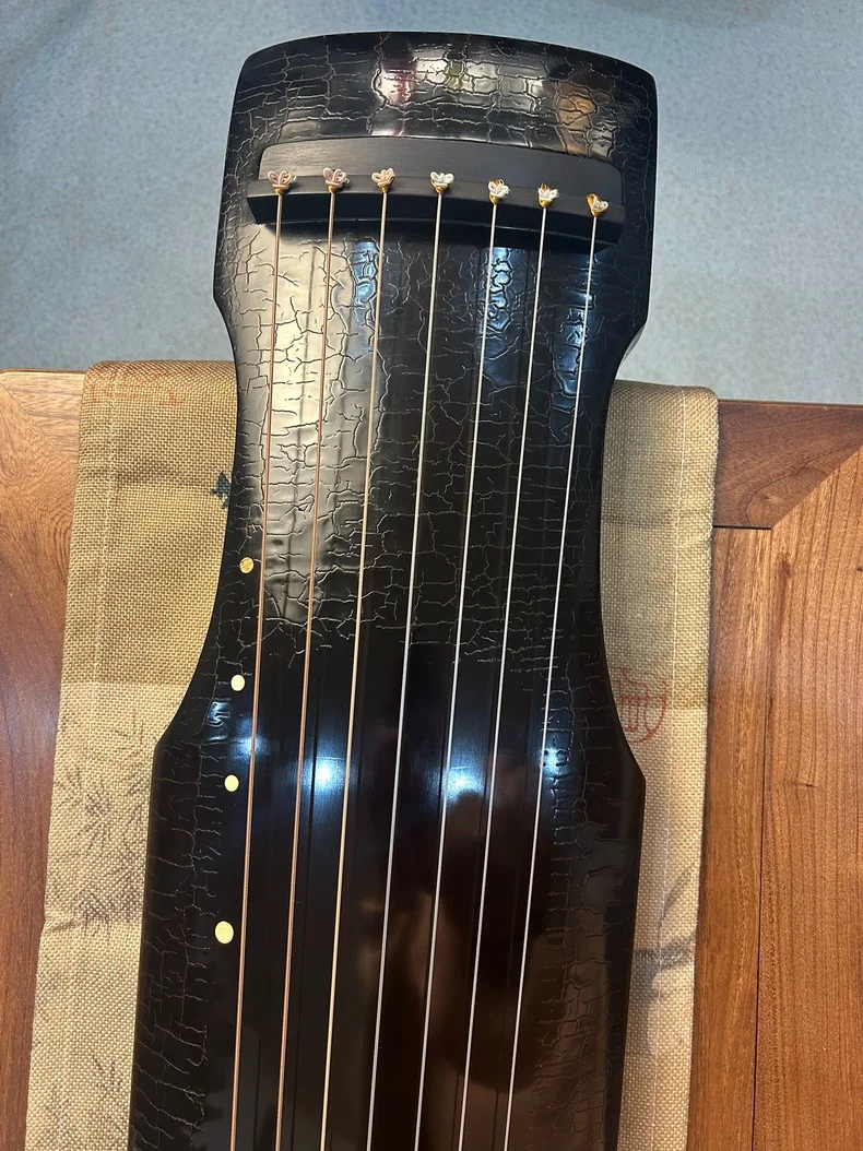 Guqin with Antique Crack Pattern Pure Raw Lacquer Traditional Chinese String Instrument