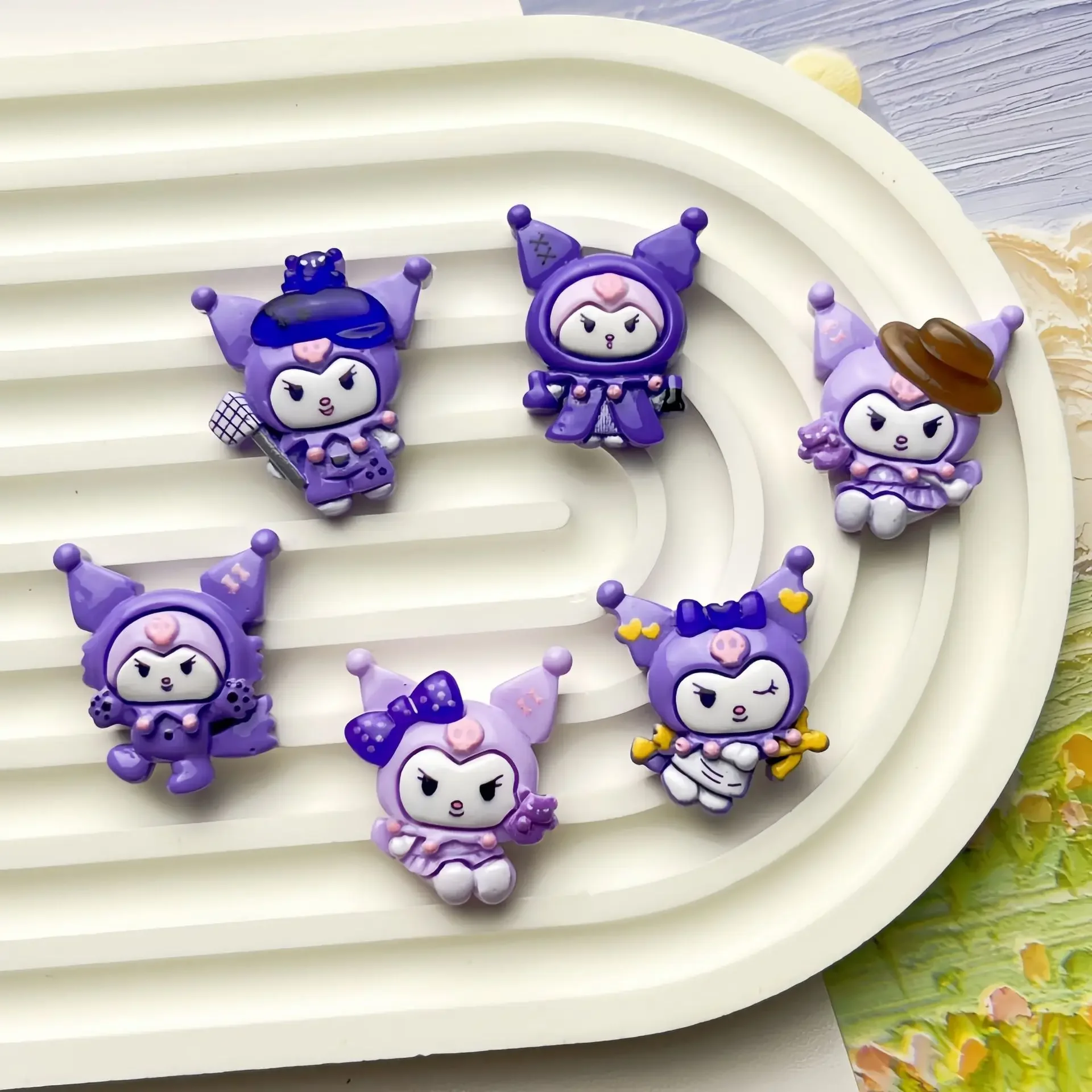 

5pcs Cartoon glossy purple kuromi Resin Flatback Cabochons Diy Crafts Materials Jewelry Making Charms