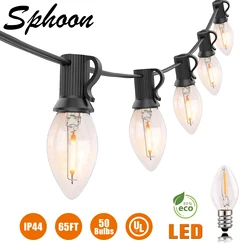 Sphoon C7-Guirxiété lumineuse LED pour Noël, décoration extérieure, lumière dégradée, 25 pieds, 65 pieds, prise UE et US, fête de jardin