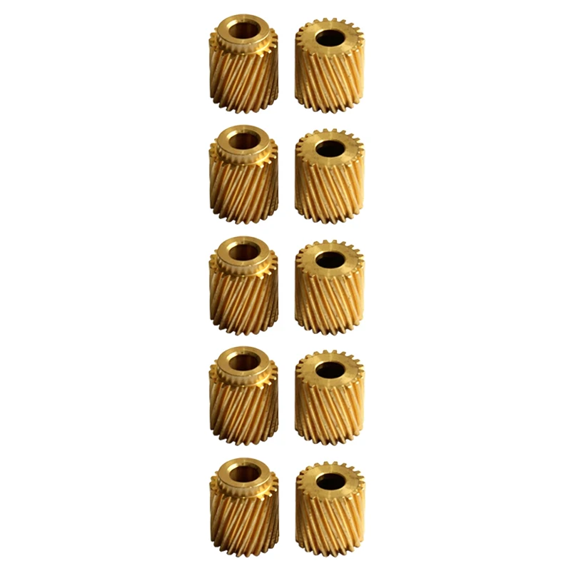 5Pairs 0.5 Module 21T Brass Helical Gear 19° Left/Right Hand Drive Spiral Gears 5mm Bore for Shaft Motor Transmission Component