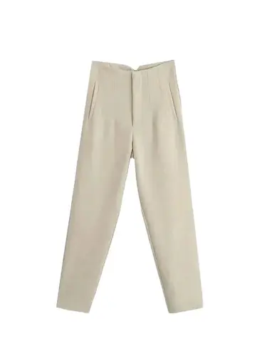 Imagen 2 del producto moda elegante para Mujer con detalle de costura, ropa de oficina, pantalones Vintage de cintura alta con cremallera, pantalones tobilleros para Mujer