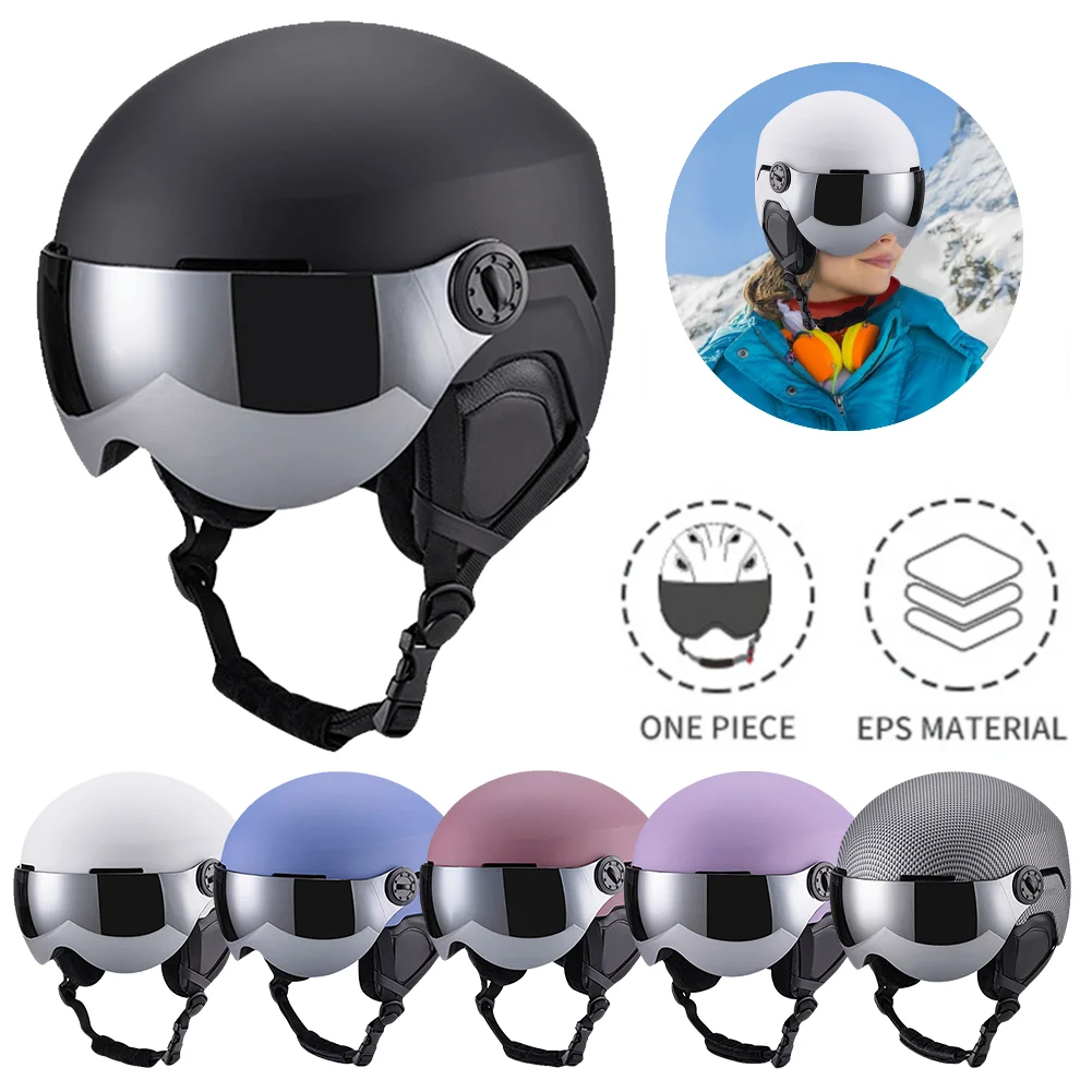 Ski Helmet with Goggles Unisex Snow Helmets Snowboard Helmet 7 Vents Skateboard Helmet Shockproof for Skiing Snowboarding