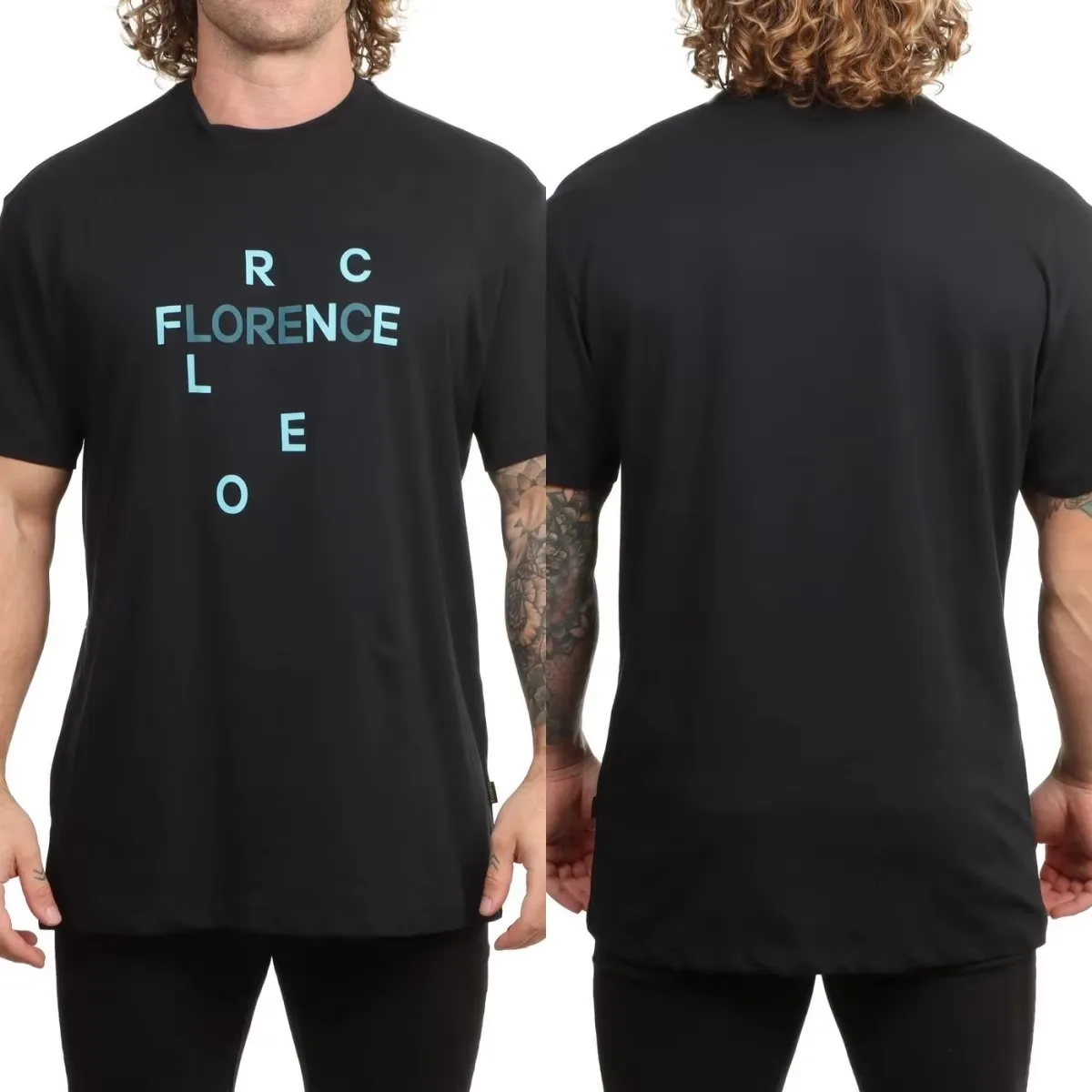 Abstract Scattered Letter Florence Outdoor Extreme Surfing Brand Graphic Tee Cotton Mens Womens T-Shirt Streetwear