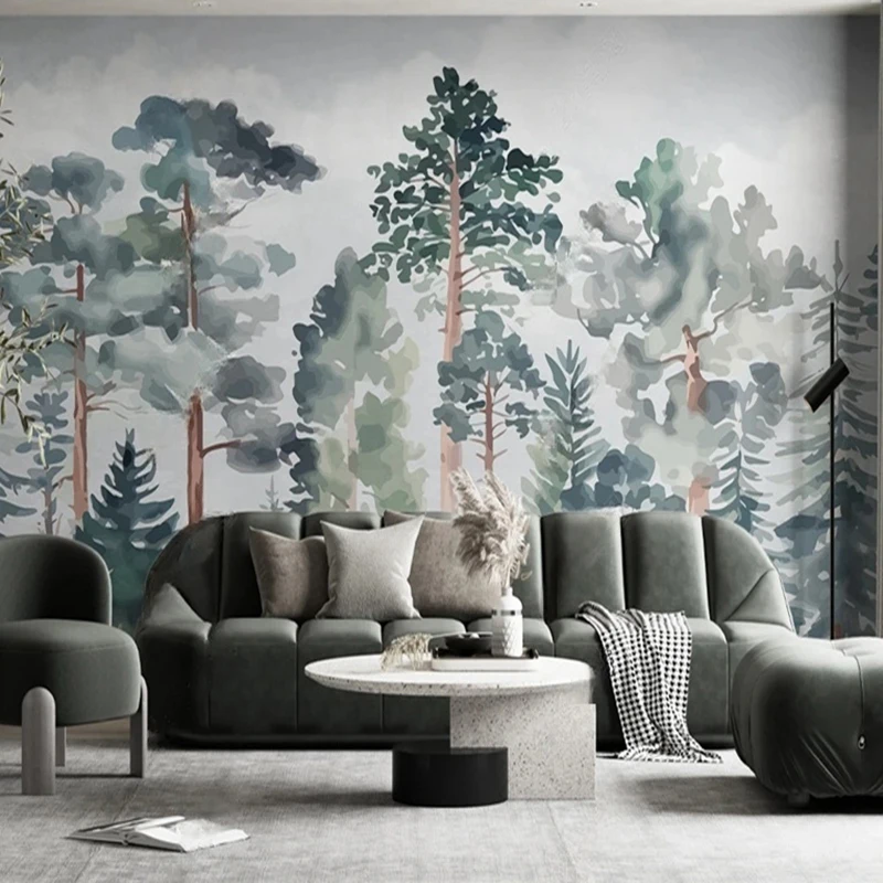 MU8539 Photo Wallpaper 3D Hand Painted Nordic Landscape Forest Mural For Living Room Bedroom Study Waterproof Stickers Decor