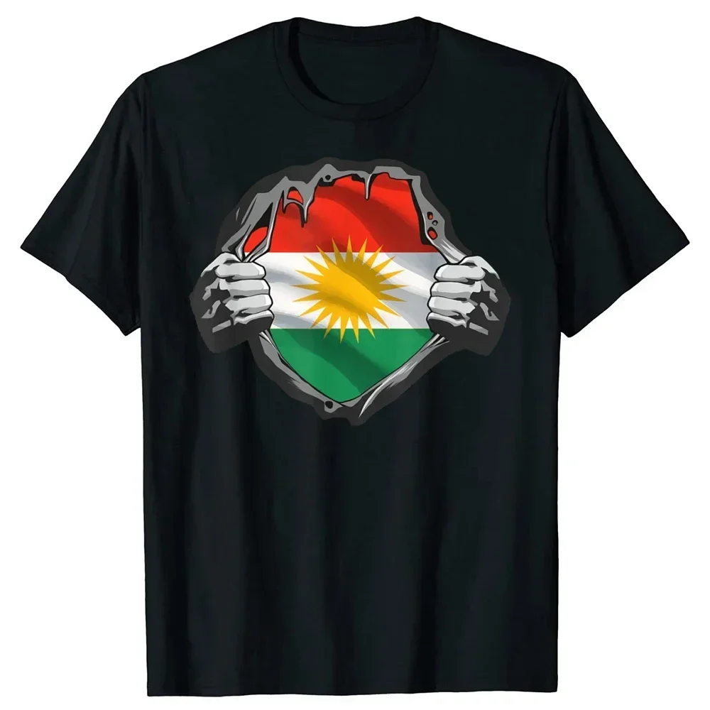 D Cotton Kurdistan Kurdish Kurds Flag Graphic T-shirt Mens Clothing T Shirts Birthday Gifts