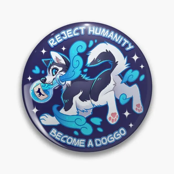 Reject Humanity Become A Doggo  Soft Button Pin Jewelry Hat Badge Lover Gift Cartoon Creative Fashion Decor Clothes Brooch Funny