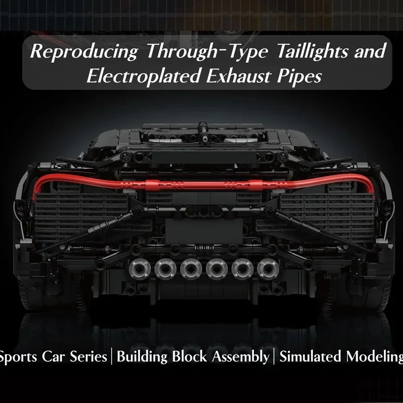 Mould King 13163 High-Tech Car Building Block Remote Control La Voiture Noire Sport Racing Car Model Toys Kids Christmas Gift view 3
