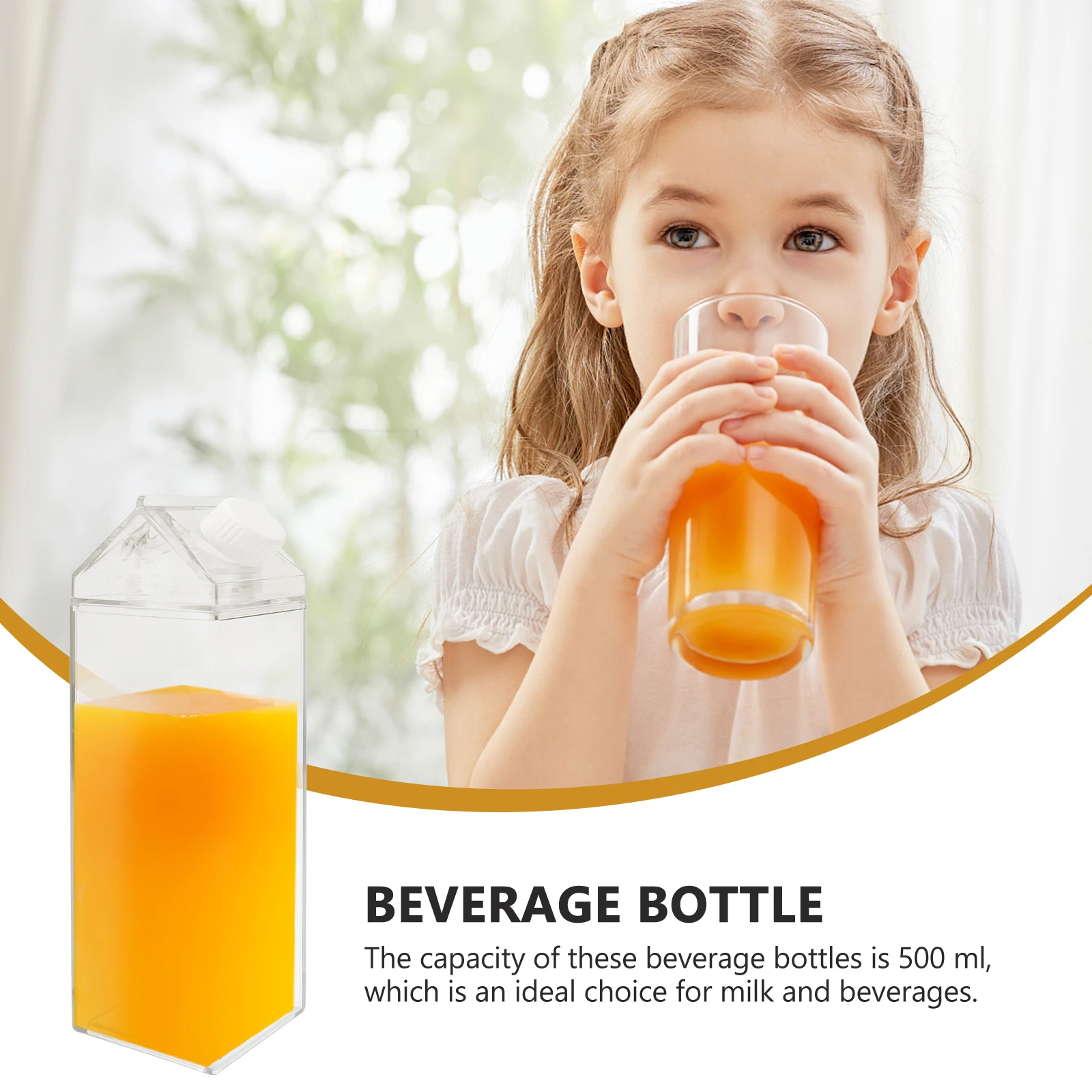

500Ml Transparent Plastic Drink Bottle Milk Juice Container Leak-Proof Cap Empty Storage Bottle Home Party Use Flat Base