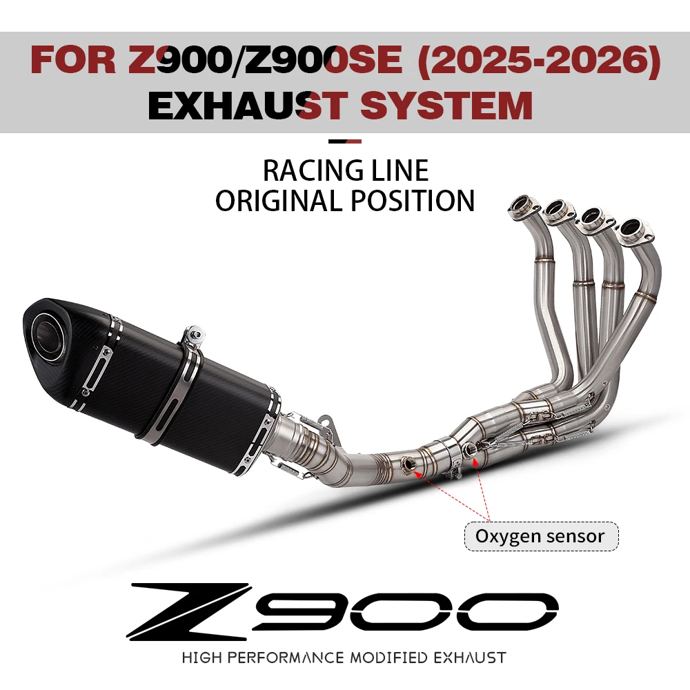 

Motorcycle Exhaust System for Z900 2017-2026 Stainless Steel Full System Front Link with 2 Oxygen Sensors