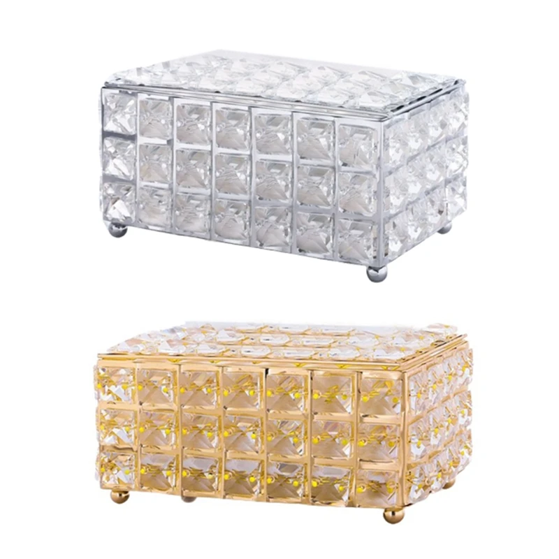 Crystal Tissue Box Nordic Simple Fashionable Table Napkins Storage Box Bar Diamond Holder Living Room Decor Gift B Durable