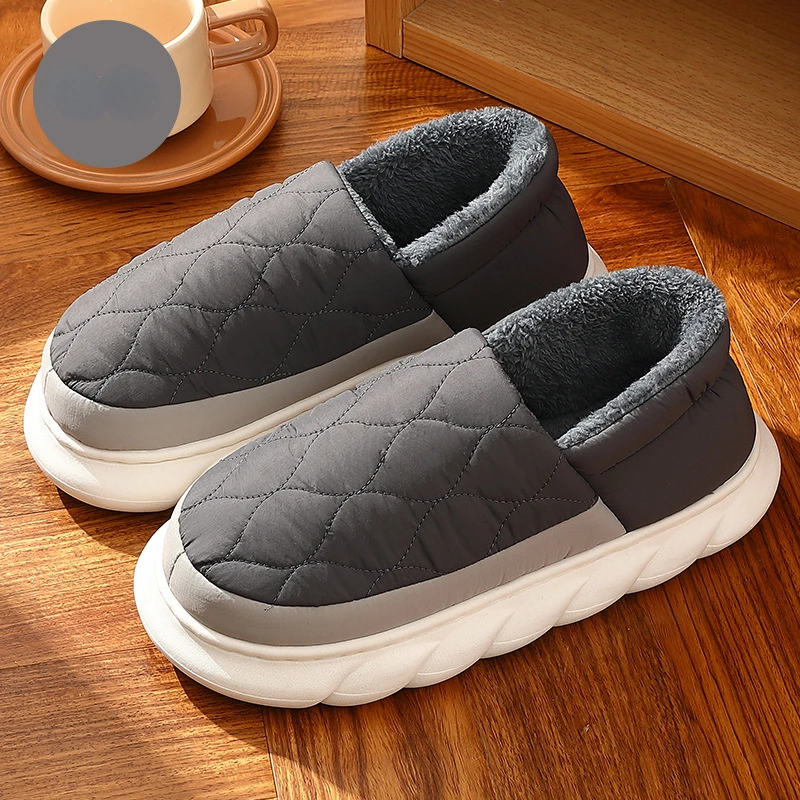 Winter Men Fur Slippers Woman Fashion Home Cotton Shoes Non-Slip Soft Sole Indoor Large Size Flats Zapatillas Casa Hombre