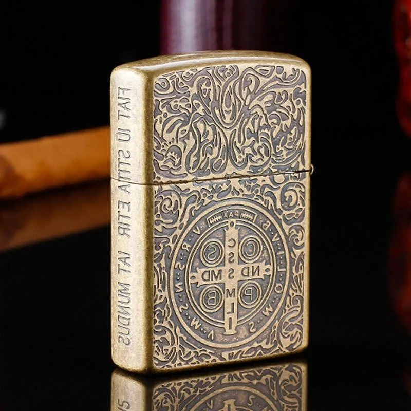 ZORRO Brass Kerosene Lighter Classic Constantin Metal Personalized Deep Carved Pattern Creative Smoking Accessories Men's Gift