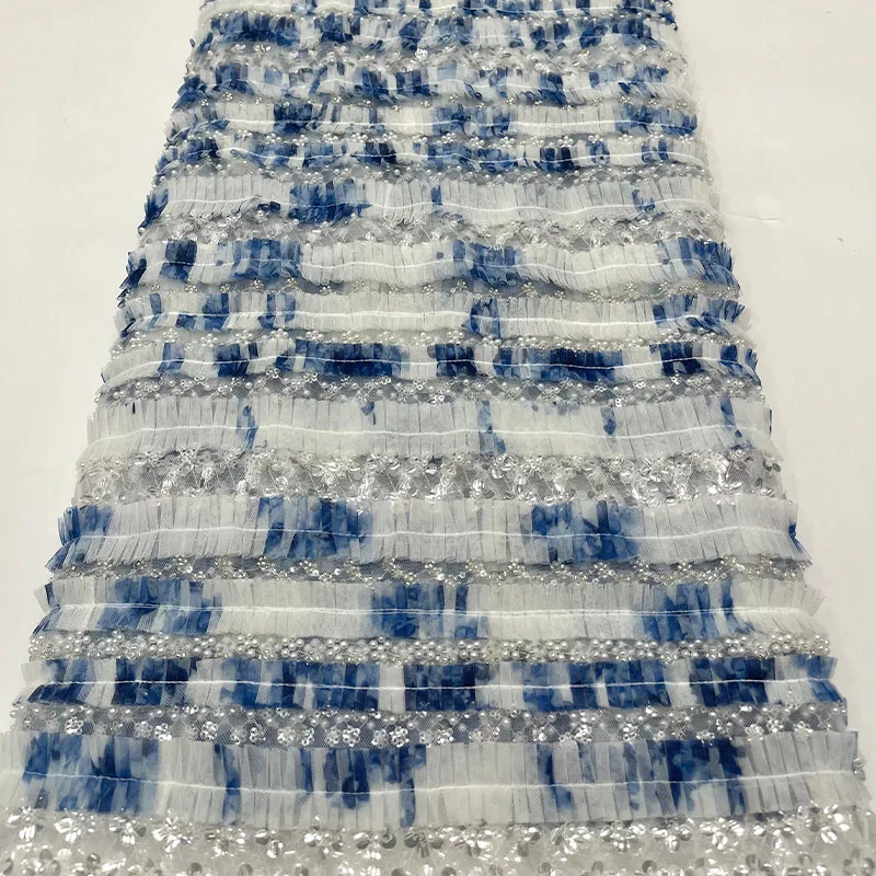High-quality French fashion mesh fabric, multi-color lace, patterned bubble bead and sequin embroidery fabric