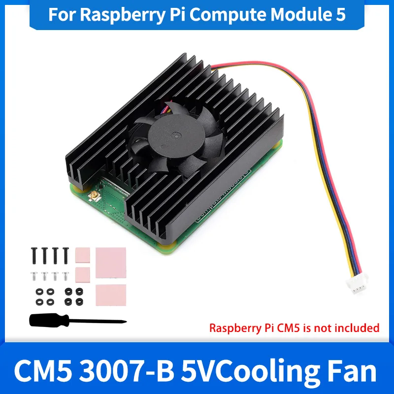 

Raspberry Pi CM5 Cooling Fan 3007-B 5V PWM Speed Adjustable Fan Cooler Heatsink for Raspberry Pi Compute Module 5 IO Board