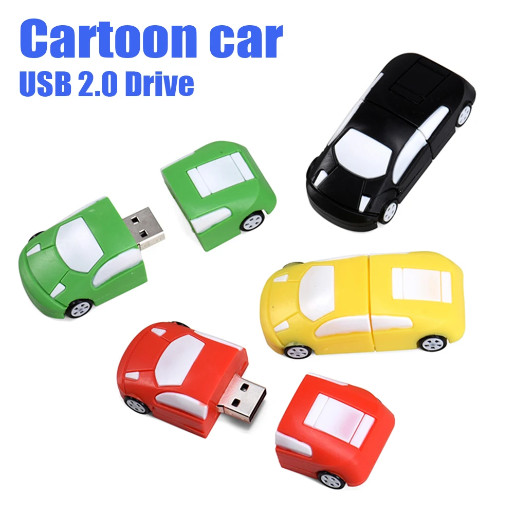USB 2.0 Flash Drive Cartoon Car Colorful Cool Pen Drive Mini Memory Stick Portable USB Stick Creative Gifts For Children 64GB