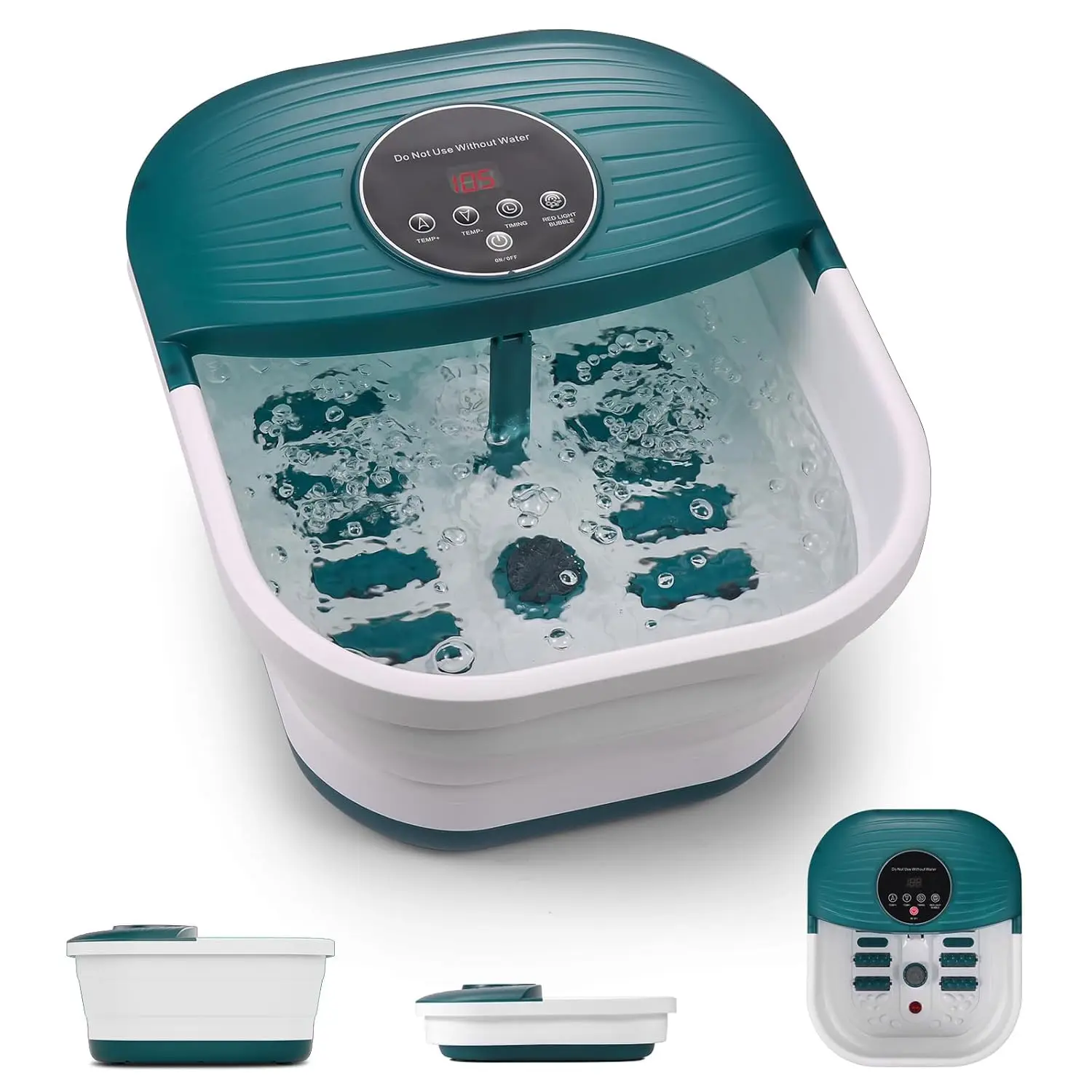 

Collapsible Foot Spa Massager with Heat, Bubbles, Timer, Adjustable Temperature & Pedicure Stone for Home Relaxation