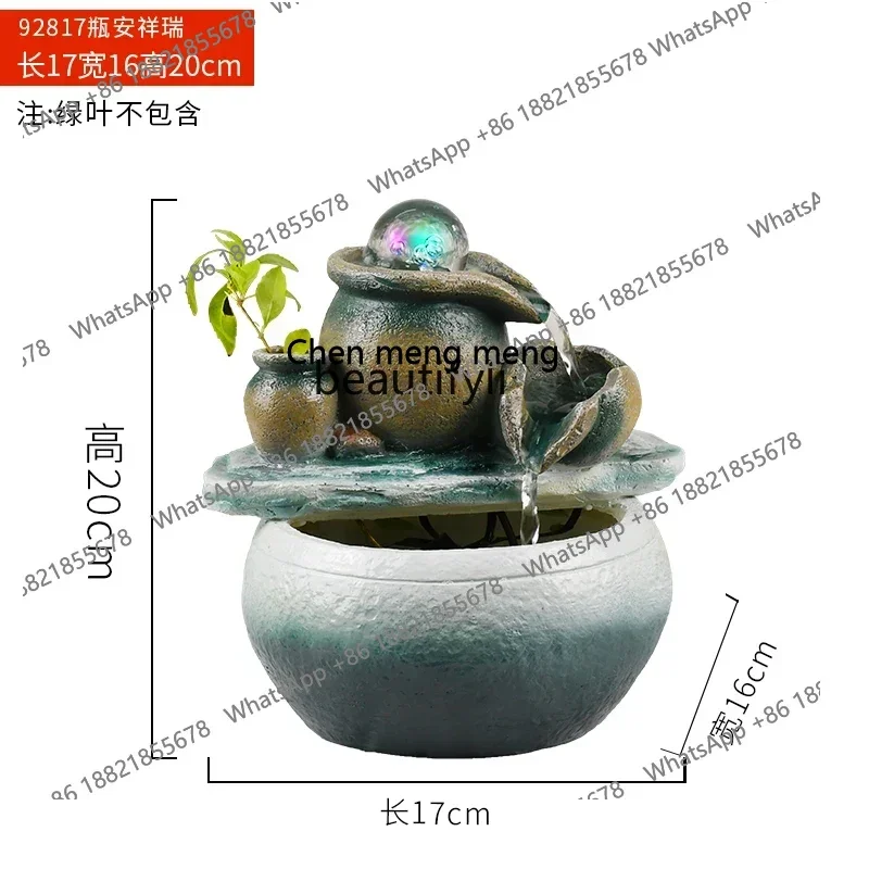 cc182 غرفة المعيشة عجلة فنغ شوي المياه المتدفقة تجعل المال زخرفة دوران المياه ميزة مكتب سطح المكتب محظوظ ، الديكور R #6