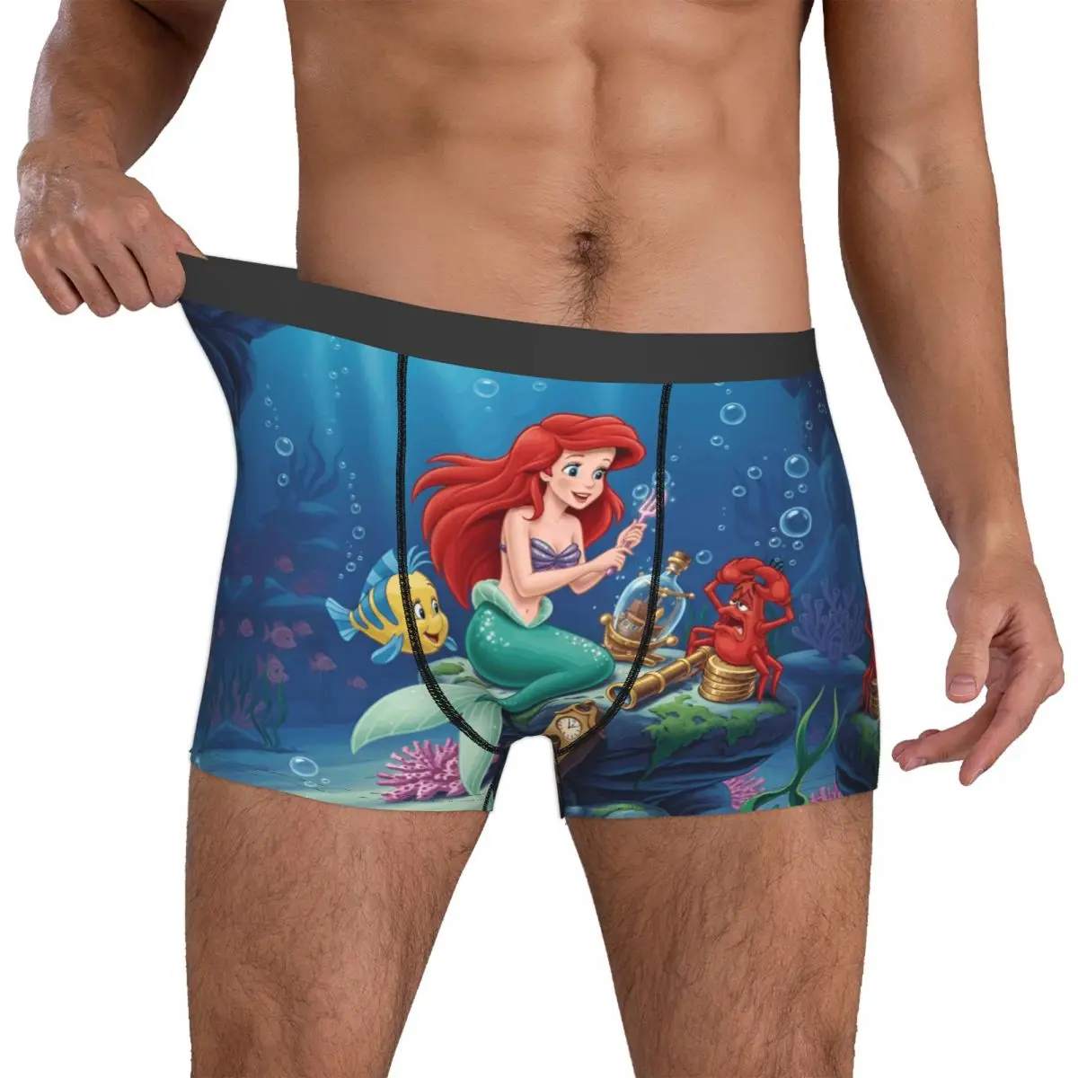 

Custom Littles Anime Mermaides Underwear Men Print Ariel Flounder Boxer Shorts Panties Briefs Breathable Underpants