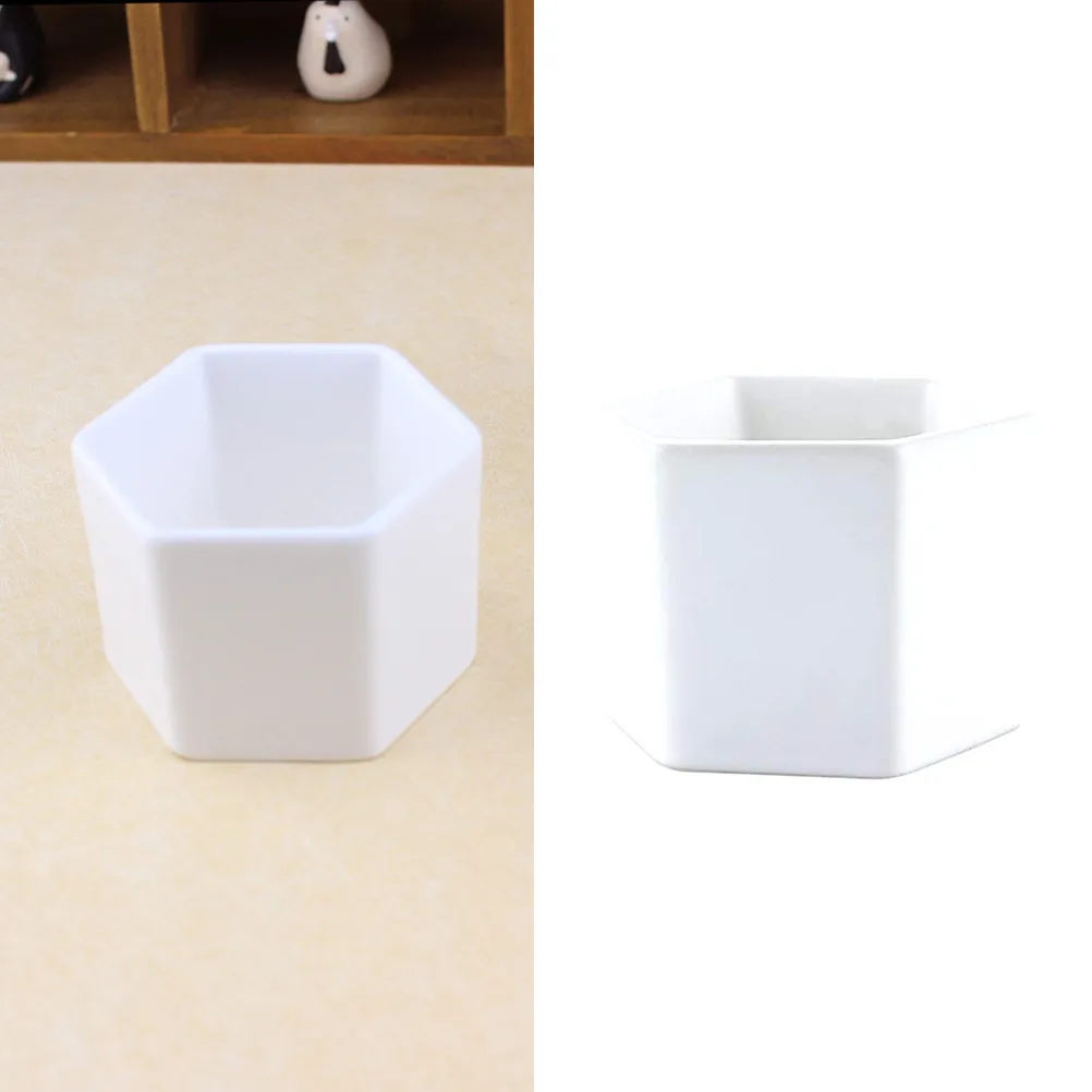 Mini White Hexagon Succulent Plant Pot Square Bowl Drainage Hole Desktop Herb Planter Wedding Shower Favor Small Ornament