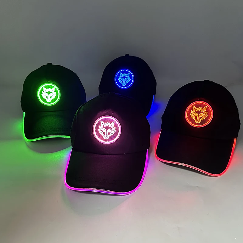 

Halloween wolf image Luminous Baseball Cap cosplay hat for Men's night running Hat Hip-hop Club Stage Performance Supplies