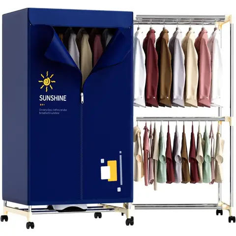 Portable 1000W Clothes Dryer for Laundry with Timer and Fabric Cover Compact Stainless Steel Mini Dryer Ideal for Apartments Ho