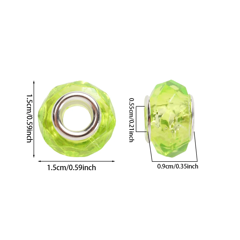 20 Stück 15mm große, facettierte Acrylperlen, bunte lose Abstandsperlen mit Metallkern für DIY-Armbänder, Schmuckherstellung und Bastelarbeiten – Detail 3