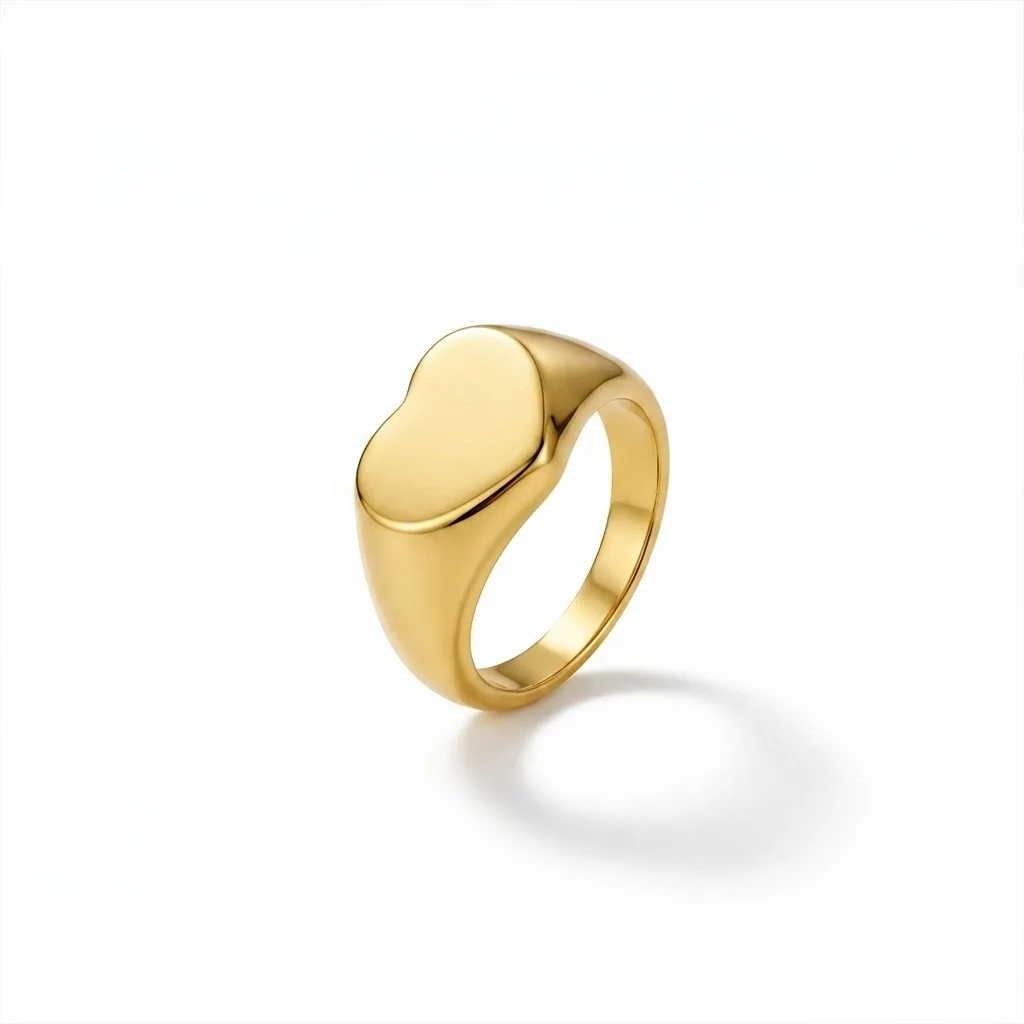 Bagues en acier inoxydable plaqué or 18 carats pour femmes, anneaux massifs et lisses en forme de cœur, bagues signet en forme de cœur, bijoux cadeau
