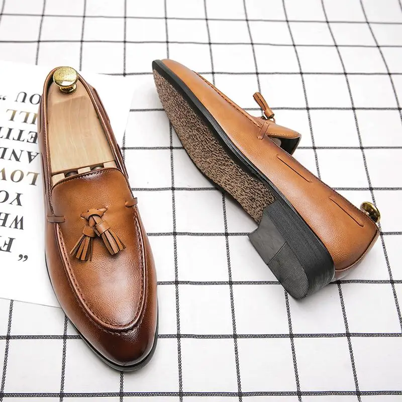 

Размер 38-46, корейские модные лоферы для мужчин, черная официальная рабочая обувь, деловая повседневная кожаная обувь в британском стиле XRS-B08