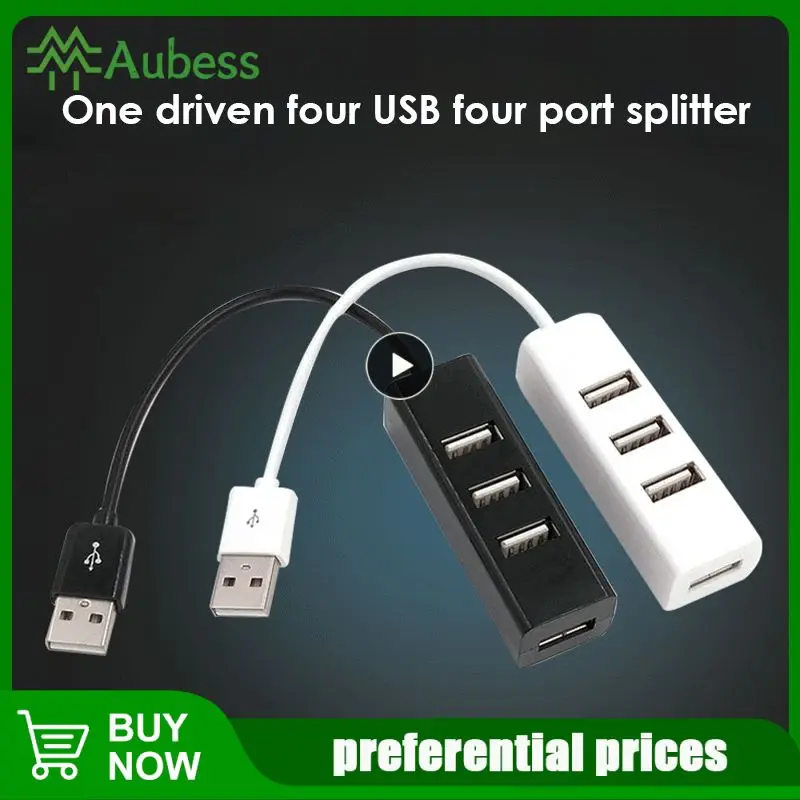 Four Port Usb 2.0 Hub Multiple Expander Multi Splitter Adapter Portable Power Adapter Computer Accessories Docking Station