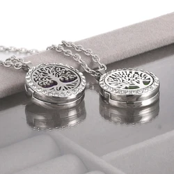 Aromatherapy Necklace Diffuser Jewelry Tree Flower Perfume Scent Aroma Locket Pendant Essential Oil Diffuser Necklace For Women