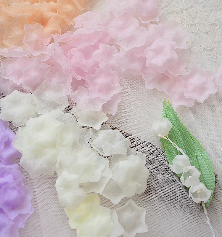 Multi-colored Organza Flower for Wedding Dress,Headdress and Earrings,3cm Lily of The Valley Petals, DIY Flower Material, RS4129