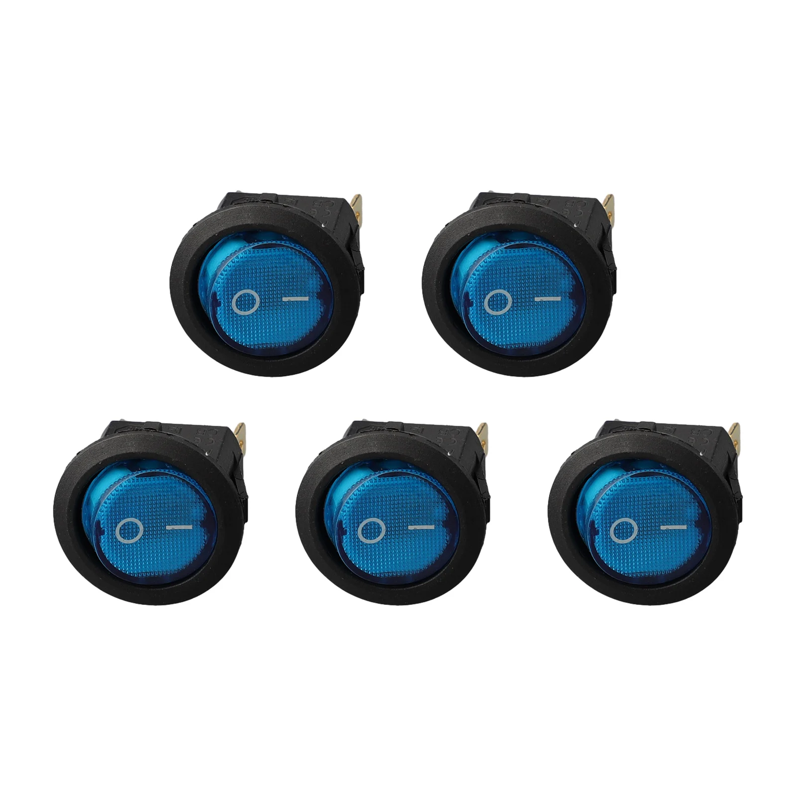 5Pcs 12V 20A Boat SPST Round On/Off Rocker Waterproof Switch Car Marine Auto Blue LED Round Switch15 X 35 MM  Round Switch
