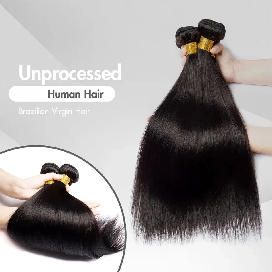 Bone Straight Human Hair Bundles Soft Raw Virgin Hair Extensions Hair Weave Bundle Deal Double Weft Wholesale For Women