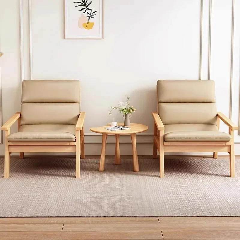Modern Any Size Custom Modern Minimalist Wood Frame Single Rocking Chair Padded Armrest Sturdy Durable Living Room Home Chair