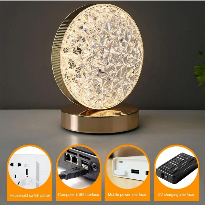 Lampu Meja Kristal Akrilik Modern Mood Light untuk Kamar Tidur, Lampu Malam di Samping Tempat Tidur, Lampu Dekorasi Suasana Romantis untuk Ruang Tamu